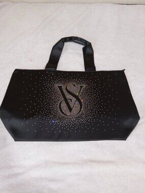 Victoria's Secret Shine Tote Bag 2024 Black Sparkle Rhinestone VS Shoulder